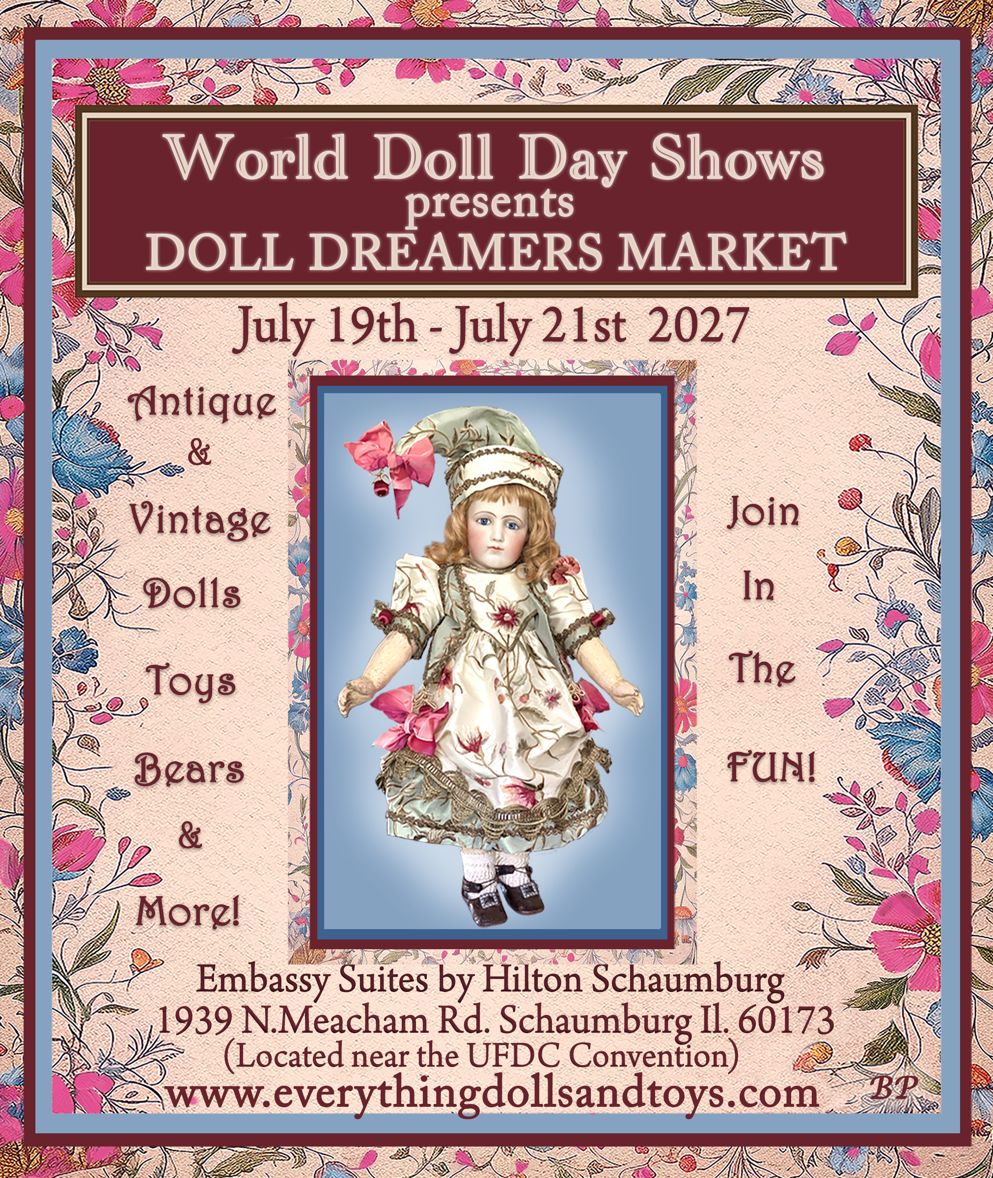 World Doll Day Shows presents Doll Dreamers Market, July 19-21, 2027, Embassy Suites by Hilton Schaumburg, Illinois